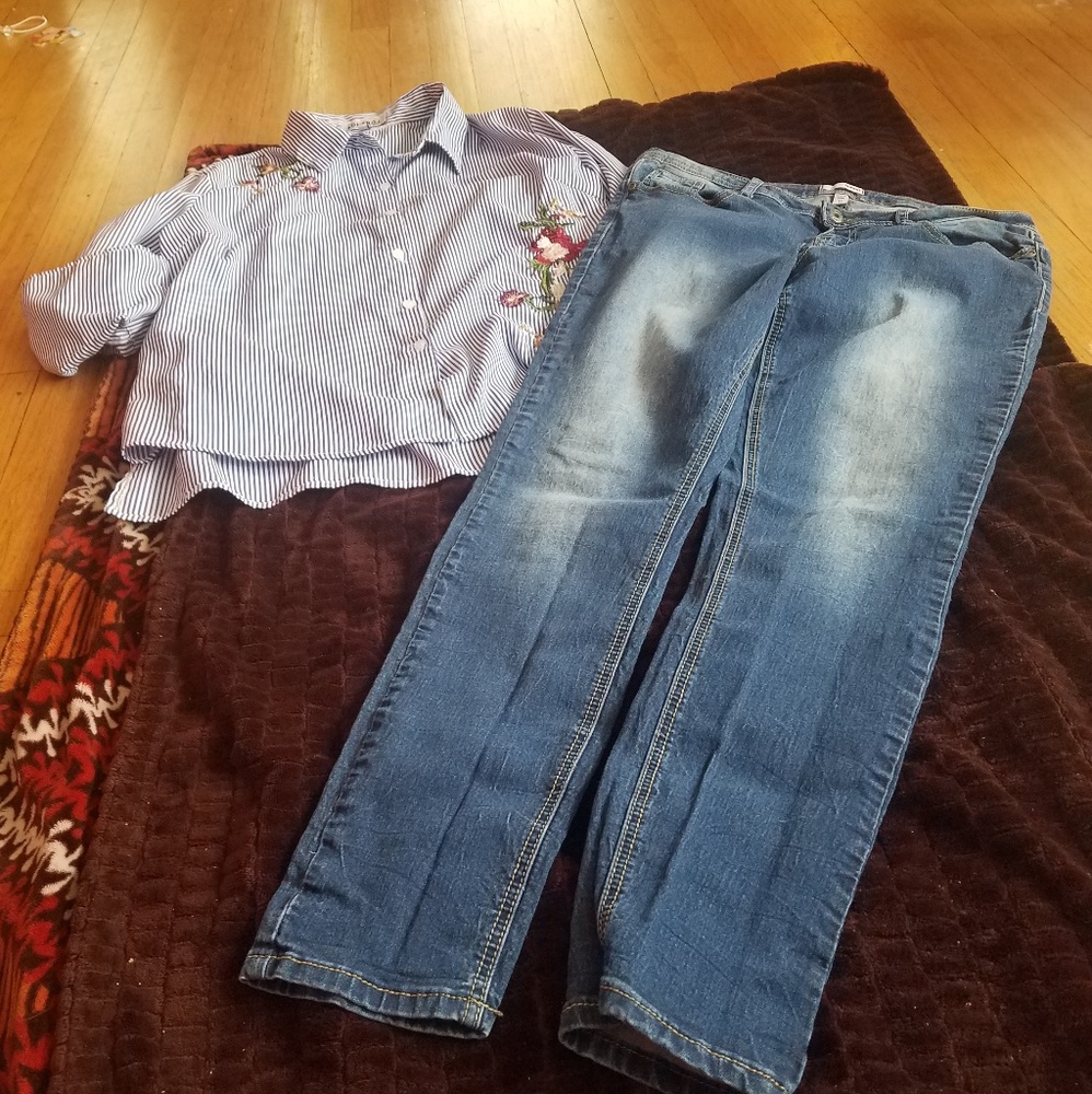 Blouse and skiny jeams